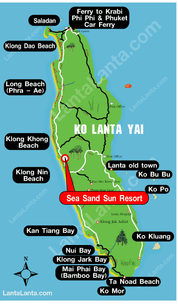 Map Sea San Sun Resort, Saladan, Lanta Island, Krabi, Thailand